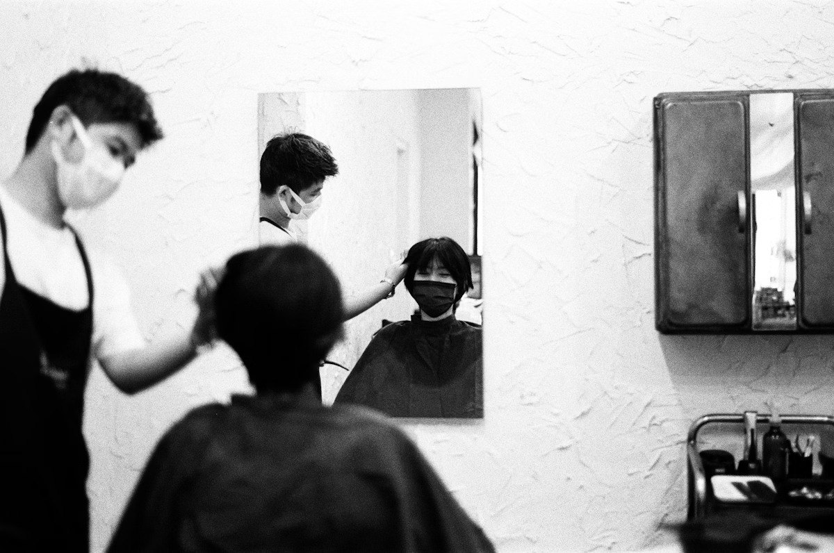 Ladies cut in progress